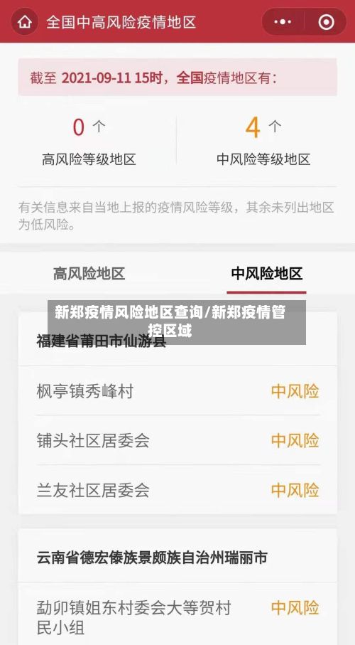 新郑疫情风险地区查询/新郑疫情管控区域